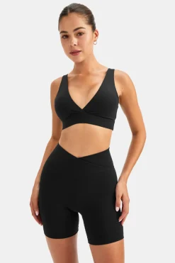 DayFlex V Neck Sports Bra - Shadow Black
