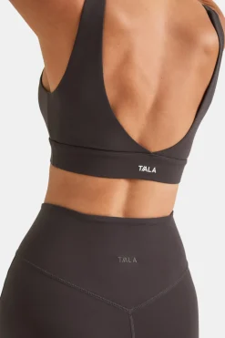 DayFlex V Neck Sports Bra - Cool Espresso