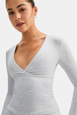 DayFlex V Neck Top - Grey Marl
