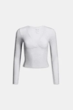 DayFlex V Neck Top - Grey Marl