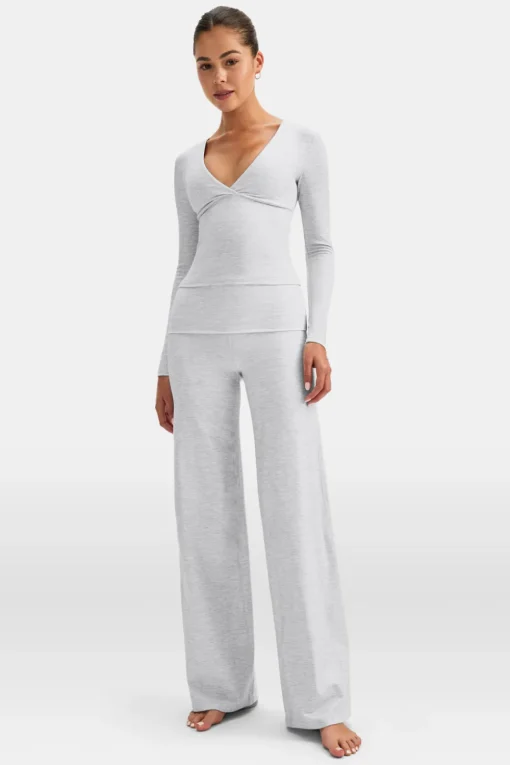 DayFlex V Neck Top - Grey Marl