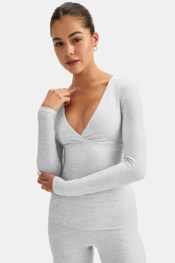 DayFlex V Neck Top - Grey Marl