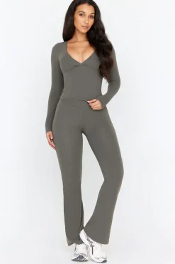 DayFlex Wrap Flared Yoga Pant - Dark Olive