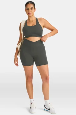 DayFlex Wrap High Waisted Cycling Shorts - Dark Olive