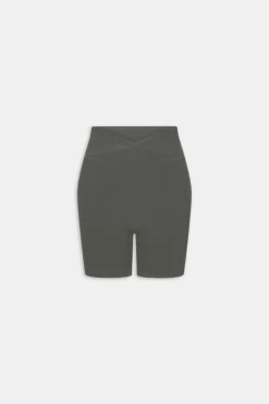 DayFlex Wrap High Waisted Cycling Shorts - Dark Olive