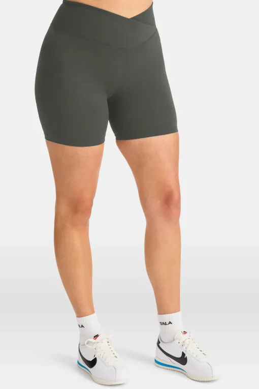 DayFlex Wrap High Waisted Cycling Shorts - Dark Olive