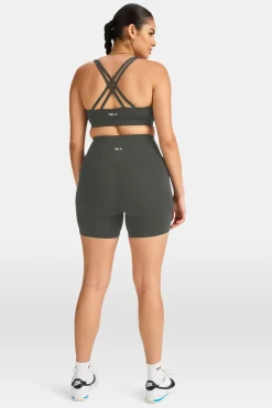 DayFlex Wrap High Waisted Cycling Shorts - Dark Olive