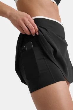 DayFlex Wrap Waist Skort - Shadow Black & Ivory