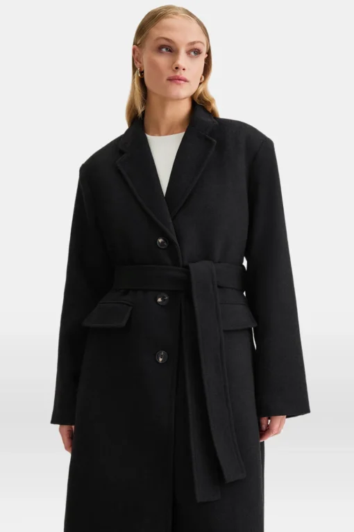 Everyday Single-Breasted Multiway Structured Overcoat - Black