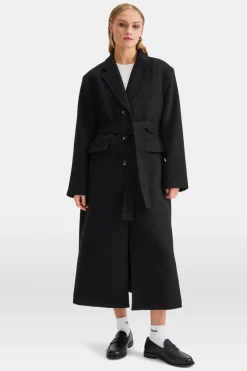 Everyday Single-Breasted Multiway Structured Overcoat - Black