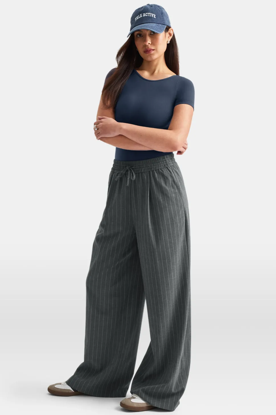 Everyday Tailoring Drawstring Trousers - Charcoal Grey Stripe