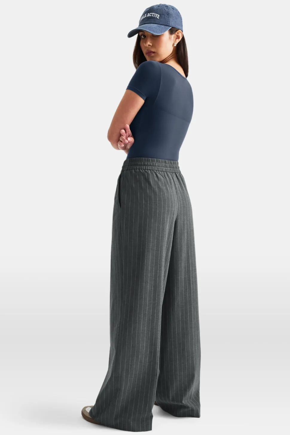 Everyday Tailoring Drawstring Trousers - Charcoal Grey Stripe