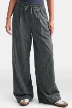 Everyday Tailoring Drawstring Trousers - Charcoal Grey Stripe