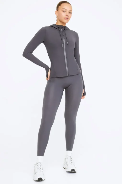 FormTech Hooded Zip Through Running Jacket- Graphite