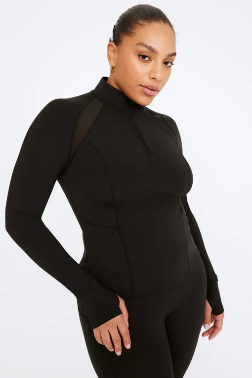 FormTech Quarter Zip Long Sleeve Running Top - Black