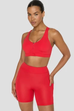 FormTech Zip Front Open Back Sports Bra - Chilli Red