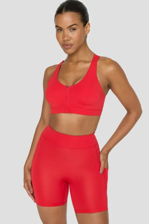 FormTech Zip Front Open Back Sports Bra - Chilli Red