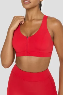 FormTech Zip Front Open Back Sports Bra - Chilli Red