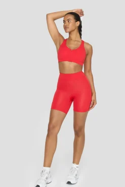 FormTech Zip Front Open Back Sports Bra - Chilli Red