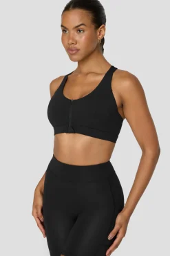 FormTech Zip Front Open Back Sports Bra - Black