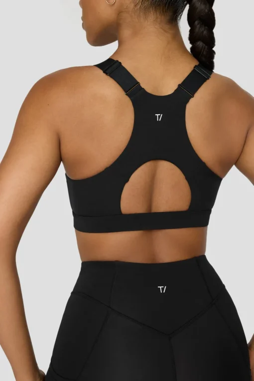 FormTech Zip Front Open Back Sports Bra - Black