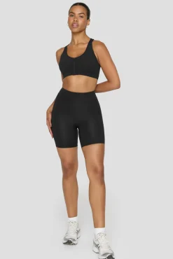 FormTech Zip Front Open Back Sports Bra - Black