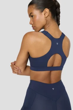 FormTech Zip Front Open Back Sports Bra - Navy