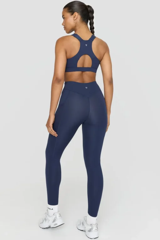 FormTech Zip Front Open Back Sports Bra - Navy