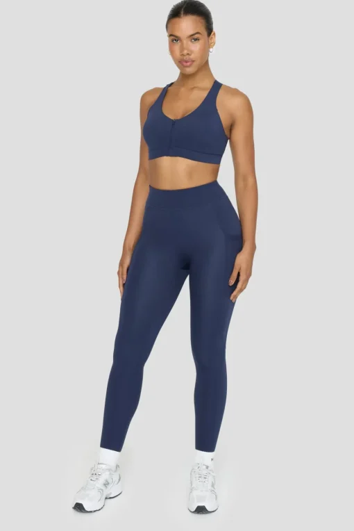 FormTech Zip Front Open Back Sports Bra - Navy