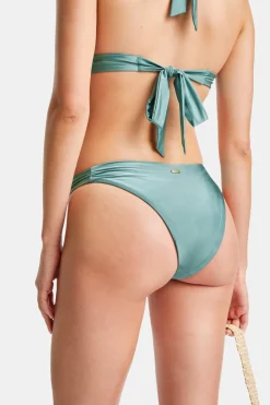 Halter Plunge Gold Ring Bikini Top - Teal