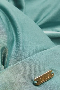 Halter Plunge Gold Ring Bikini Top - Teal