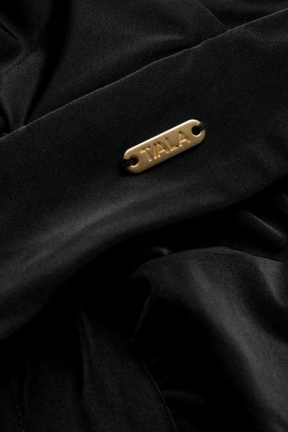 Halter Plunge Gold Ring Bikini Top - Black Onyx