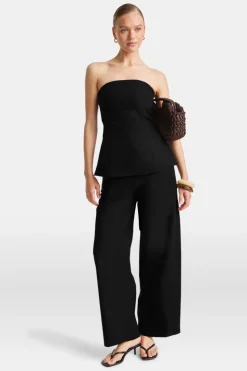 Heavyweight Linen Longline Strapless Top - Black Onyx