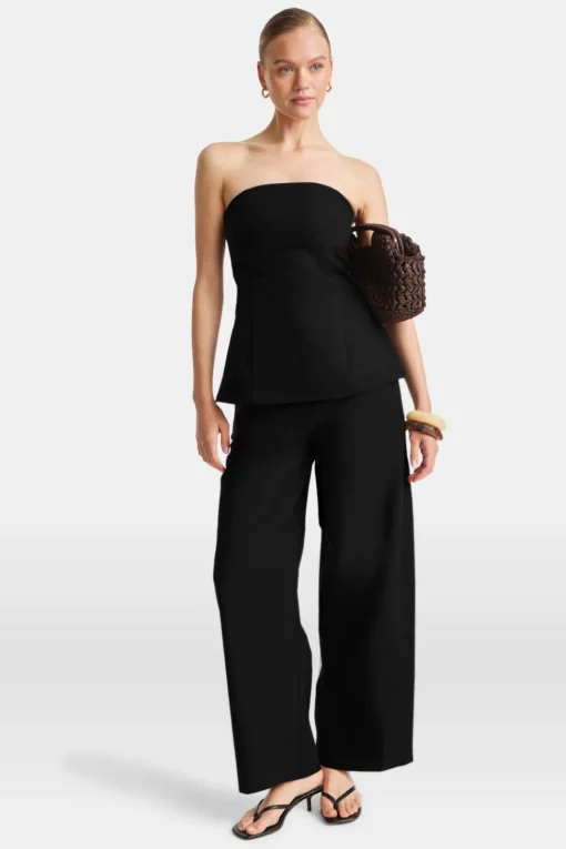 Heavyweight Linen Longline Strapless Top - Black Onyx