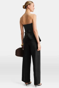 Heavyweight Linen Longline Strapless Top - Black Onyx
