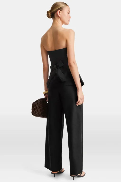 Heavyweight Linen Longline Strapless Top - Black Onyx