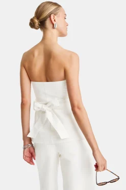 Heavyweight Linen Longline Strapless Top - Coconut Milk