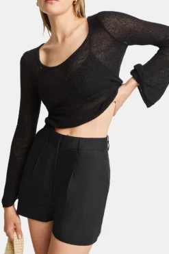 Heavyweight Linen Tailored Shorts - Black Onyx