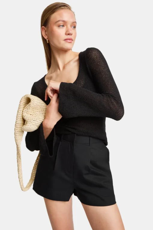 Heavyweight Linen Tailored Shorts - Black Onyx