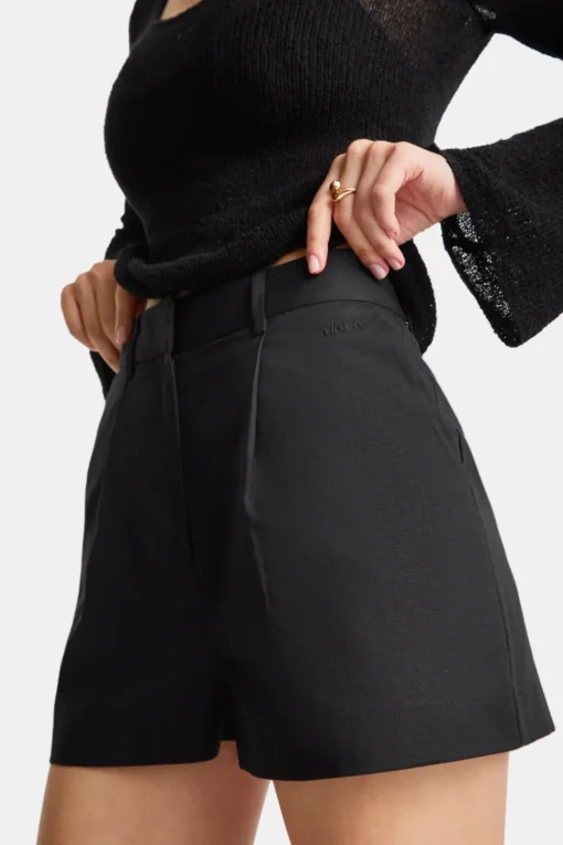 Heavyweight Linen Tailored Shorts - Black Onyx