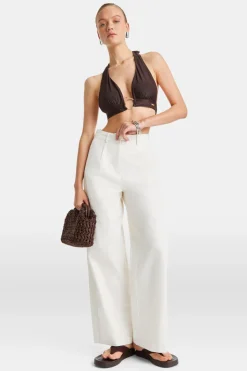 Heavyweight Linen Tailored Wide Leg Trousers - Coconut Milk