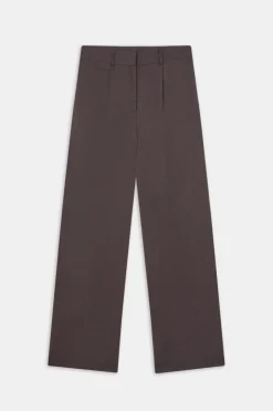 Heavyweight Linen Tailored Wide Leg Trousers - Espresso