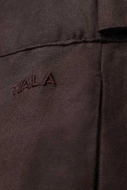 Heavyweight Linen Tailored Wide Leg Trousers - Espresso