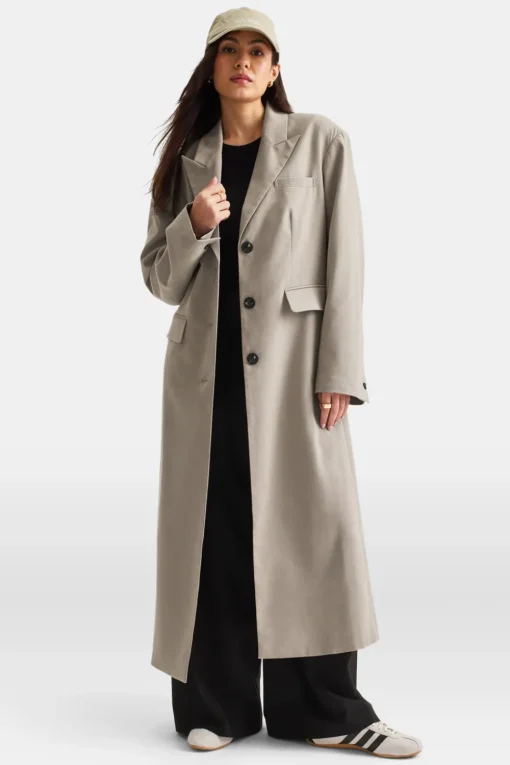 Longline Blazer Coat - Soft Khaki