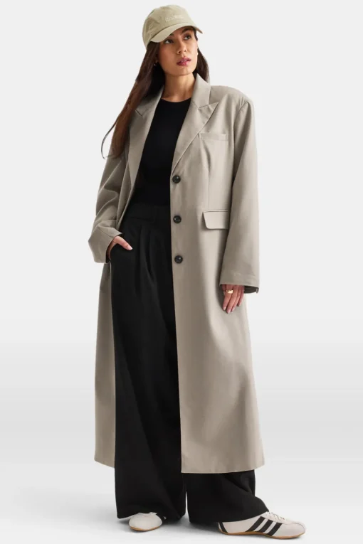 Longline Blazer Coat - Soft Khaki