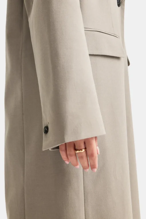 Longline Blazer Coat - Soft Khaki