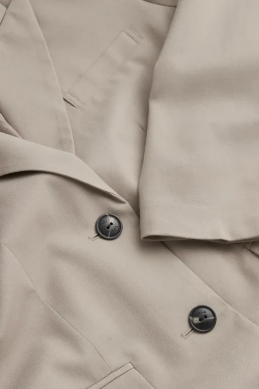 Longline Blazer Coat - Soft Khaki