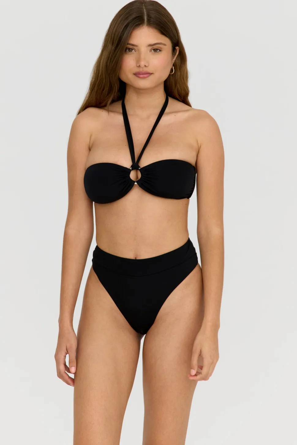Marnie Multiway Bandeau Ring Bikini Top - Shadow Black