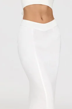 Milos Linen Blend V Waist Maxi Skirt - Coconut Milk