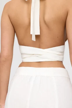 Milos Linen Blend V Waist Maxi Skirt - Coconut Milk
